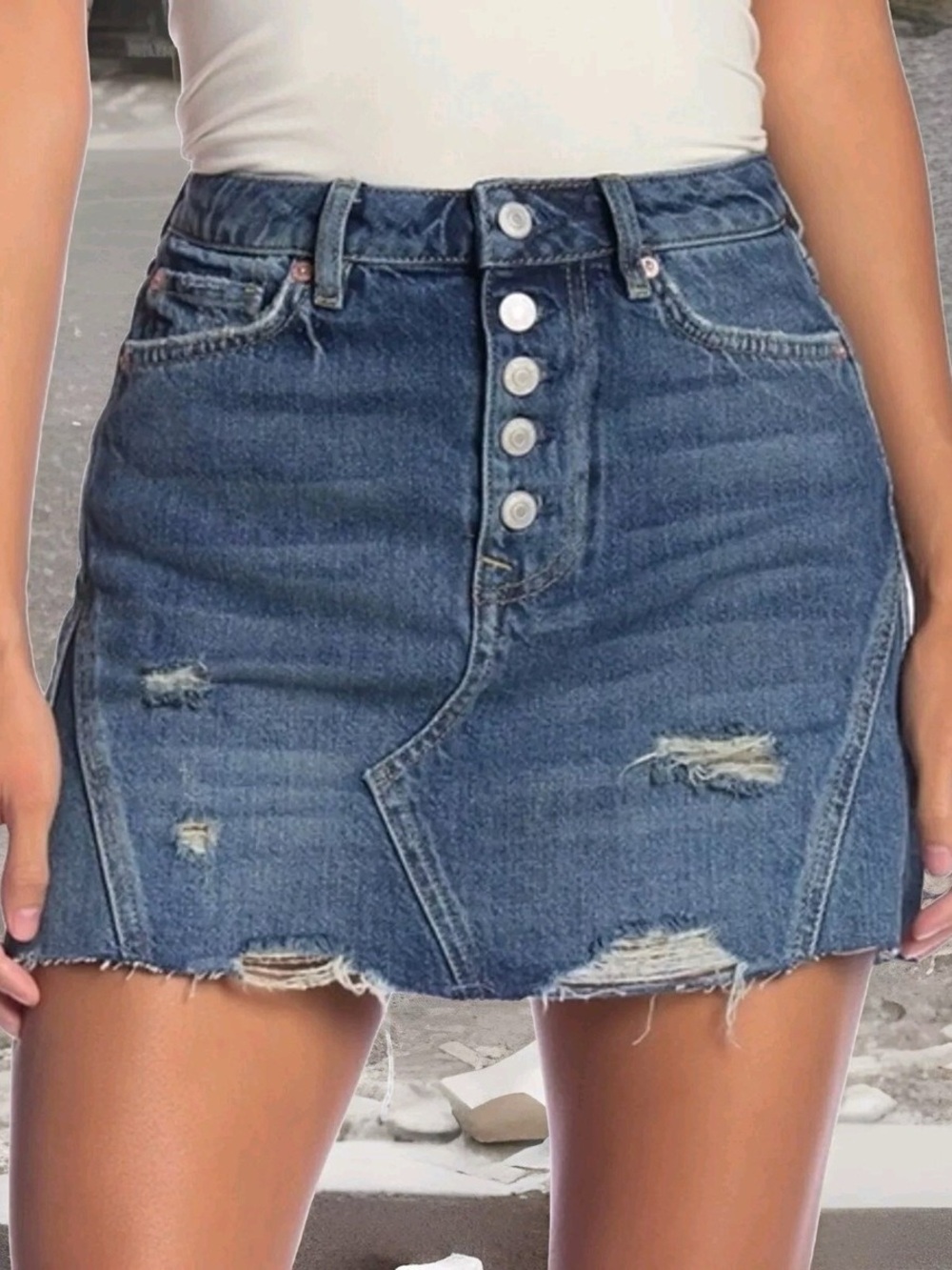 We The People Harvey Distressed Denim Mini Skirt - Blue